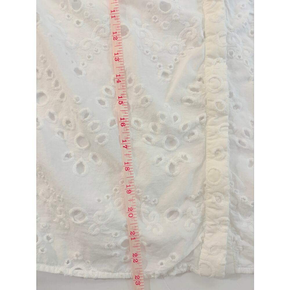 Figue Fia Eyelet Top White Chalk Size S 100% Cotton V Neck Button Blouse - Picture 6 of 9